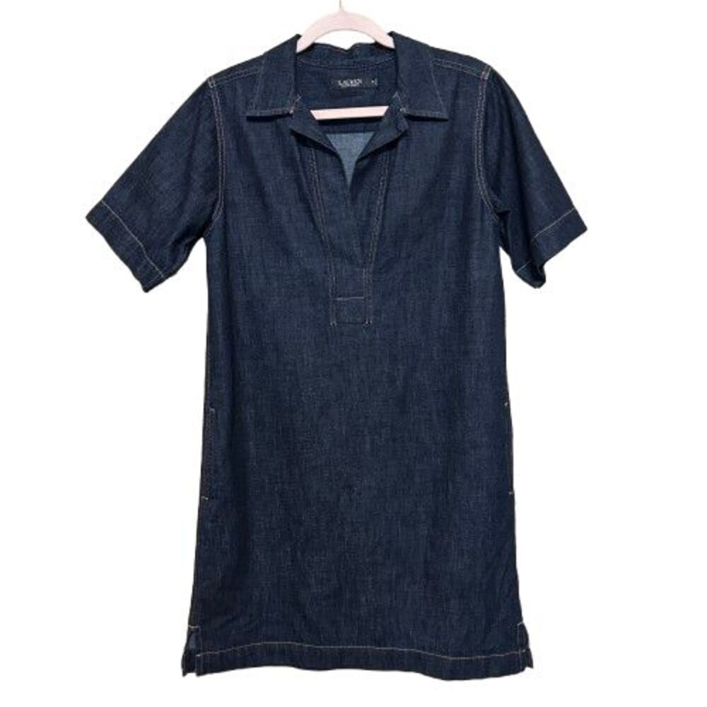 Lauren Ralph Lauren Black Label Denim Shift Dress Womens Medium Casual Career